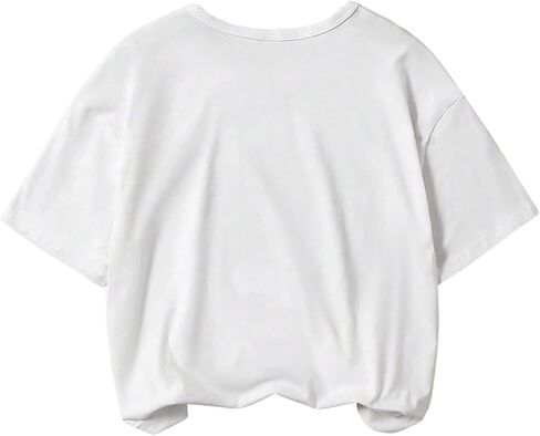 OYOANGLE Girl's Bow Graphic Print Tee Shirt Crew Neck Short Sleeve Cute Casual Tee Tops in Saudi Arabia