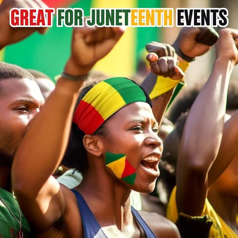 Hoteam 4 Pcs Juneteenth Headbands African Jamaica Rasta Juneteenth Knotted Elastic Headband Red Black Green African Turban for Wicking Exercise Fitness Running Party Parade(Red Yellow Green Black) in Saudi Arabia