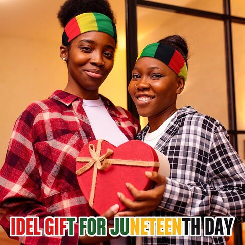 Hoteam 4 Pcs Juneteenth Headbands African Jamaica Rasta Juneteenth Knotted Elastic Headband Red Black Green African Turban for Wicking Exercise Fitness Running Party Parade(Red Yellow Green Black) in Saudi Arabia