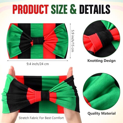 Hoteam 4 PCS Juneteenth Headbands African African Jamaica Rasta Juneteenth Knotted Veachned Veachned Red Black Green African Turban for Wicking Partness Party Party (Red Yellow Green Black) in Saudi Arabia