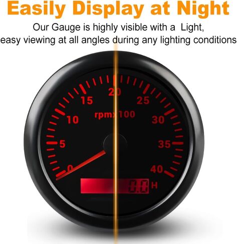WATERWICH Tachometer 4000 RPM 85mm 3 3/8 inches 7 Colors for Car Marine Vehicle Boat in Saudi Arabia