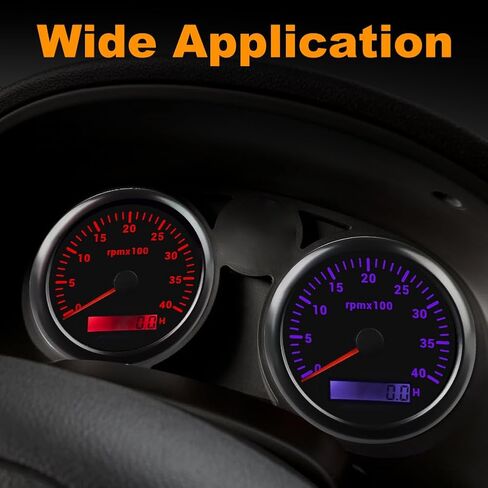 WATERWICH Tachometer 4000 RPM 85mm 3 3/8 inches 7 Colors for Car Marine Vehicle Boat in Saudi Arabia