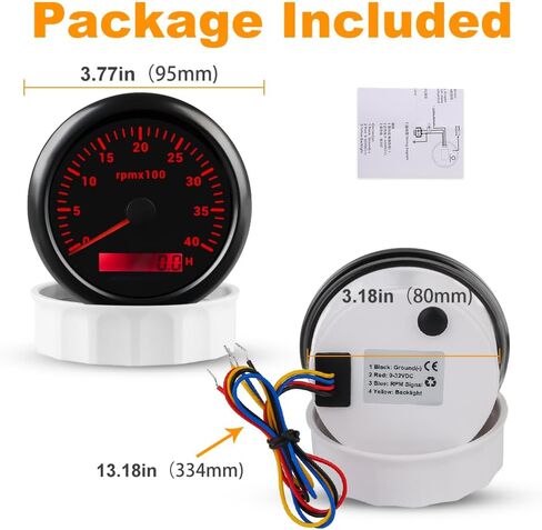 WATERWICH Tachometer 4000 RPM 85mm 3 3/8 inches 7 Colors for Car Marine Vehicle Boat in Saudi Arabia