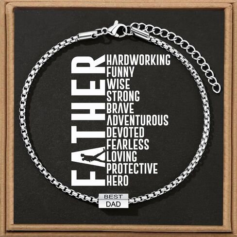 JoycuFF Fathers Day Gift for Dad, Gifts for Dad from Daughter Son Cool Fathers Day Birthday Gifts Ideas for Father New Papa Mens Bracelet Stainless Steel in Saudi Arabia