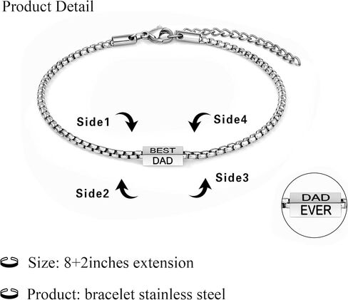 JoycuFF Fathers Day Gift for Dad, Gifts for Dad from Daughter Son Cool Fathers Day Birthday Gifts Ideas for Father New Papa Mens Bracelet Stainless Steel in Saudi Arabia