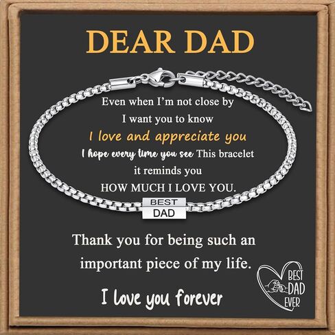 JoycuFF Fathers Day Gift for Dad, Gifts for Dad from Daughter Son Cool Fathers Day Birthday Gifts Ideas for Father New Papa Mens Bracelet Stainless Steel in Saudi Arabia