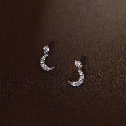 6Pcs/6Pairs 14K Gold Earrings Set for Women Moon Star Hoop Dainty Earrings Stackable Cubic Zirconia CZ Chain Drop Dangle Earrings Stacks for Multiple Piercing in Saudi Arabia