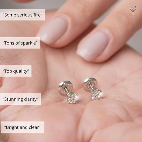 1/4-2 Carat IGI Certified Lab Grown Diamond Stud Earrings | Solitaire Real Diamonds Earring for Women in I-J Color & SI1-SI2 Clarity | 14K Gold Diamond Studs with Secure Backs by MAX + STONE in Kuwait