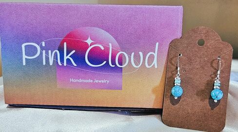 Turquoise and Sterling Silver Dangle Earrings, Teardrop, December Birthstone, Throat Chakra (Howlite Turquiose with Sterling) in Saudi Arabia