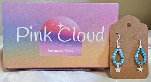 Turquoise and Sterling Silver Dangle Earrings, Teardrop, December Birthstone, Throat Chakra (Howlite Turquiose with Sterling) in Saudi Arabia