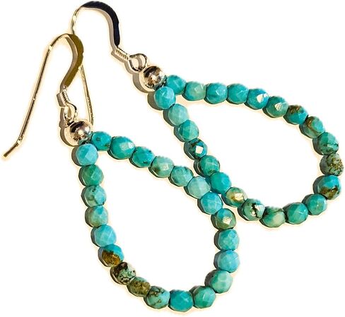 Turquoise and Sterling Silver Dangle Earrings, Teardrop, December Birthstone, Throat Chakra (Howlite Turquiose with Sterling) in Saudi Arabia