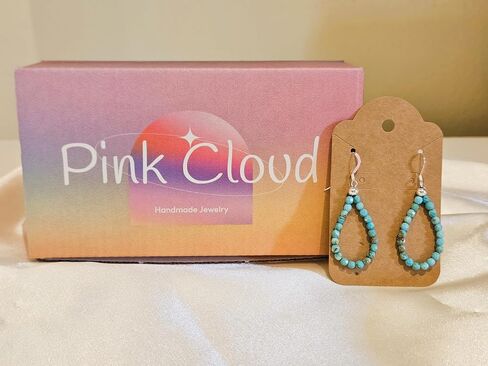 Turquoise and Sterling Silver Dangle Earrings, Teardrop, December Birthstone, Throat Chakra (Howlite Turquiose with Sterling) in Saudi Arabia