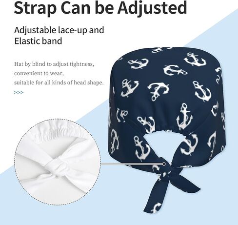 Working Cap Scrub Cap with Sweatband Buttons Adjustable Unisex Women Tie Back Hat Nurse Surgical Caps in Kuwait