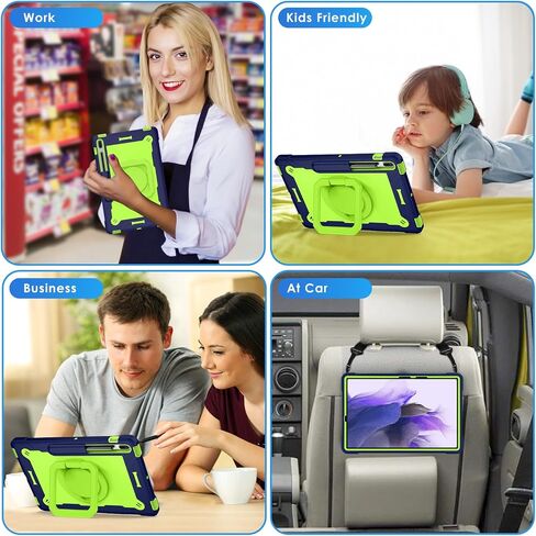 حافظة DETUOSI هجينة دوارة 360 درجة لهاتف Samsung Galaxy Tab S7 FE 5G/ S8+Plus/ S7+Plus 12.4 بوصة مع حامل قلم S وحزام كتف، مسند دوار 360 درجة، غطاء حماية هجين شديد التحمل للأطفال in Saudi Arabia