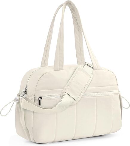 20L Puffer Gym Bag for Women Girls, Small Travel Duffle Bag with Wet Pocket, Quilted Carry On Weekender Bags, Brown in Saudi Arabia