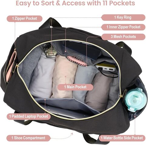 Cambond Weekender Bags for Women - Overnight Bags for Women Travel with Expandable Shoe Compartment and USB Charging Port in Saudi Arabia