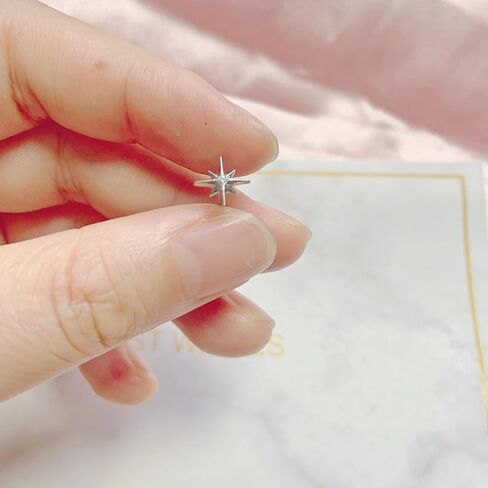 1 Pc G23 TItanium 16G North Star Top Press Fit Threadless Push Pop Piercing Lip Stud Earring Labret Monroe Lip Ring Tragus Cartilage Eyebrows Earring Stud Bar Length 6mm/8mm/10mm/12mm in Kuwait