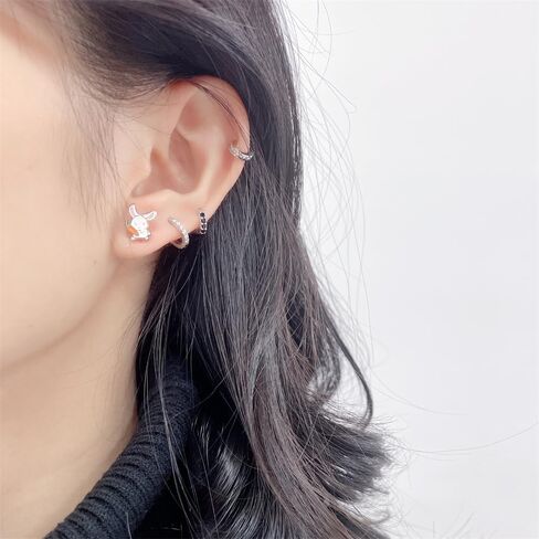 20G Rabbit Small Stud Earrings for Women Dainty Enamel Animal Cartilage Tiny Flat Screw Back Stainless Steel Hypoallergenic Studs Minimalist Comfort Fit Tragus Helix Piercing Earring Birthday Party Easter Day Gift in Saudi Arabia