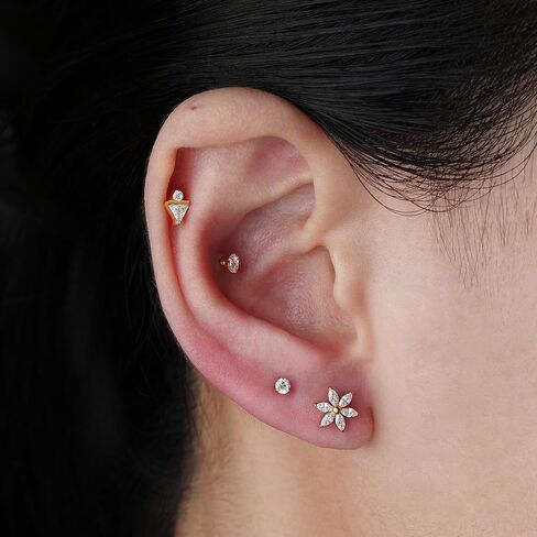 Fine4U ASTM F136 Titanium Flower Conch Helix Tragus مجوهرات ثقب مسطحة مع 16G 6MM 8MM in Kuwait