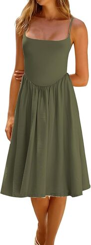 CHYRII Women Fashion Summer 2025 Spaghetti Straps Sleeveless Casual A-Line Midi Dresses Sundress in Kuwait