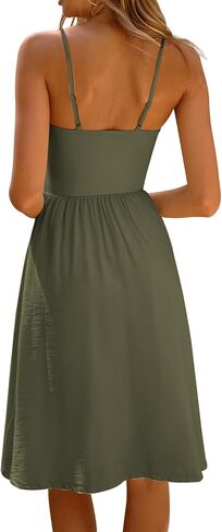 CHYRII Women Fashion Summer 2025 Spaghetti Straps Sleeveless Casual A-Line Midi Dresses Sundress in Kuwait