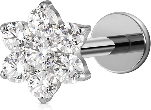 Fine4U ASTM F136 Titanium Flower Conch Helix Tragus مجوهرات ثقب مسطحة مع 16G 6MM 8MM in Kuwait