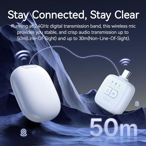 ULANZI A30 Tiny Mic Magnetic, Wireless Lavalier Microphone Mini Size, Noise Cancellation, 164 ft Range, 20H Battery Life, Lapel Microphone for Video Recording, DSLR, iPhones, Android, PC in Kuwait