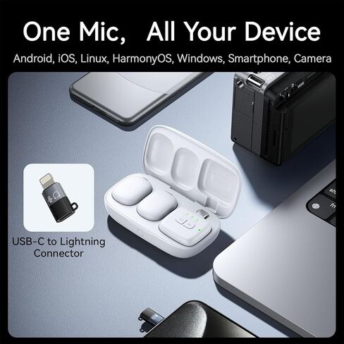 ULANZI A30 Tiny Mic Magnetic, Wireless Lavalier Microphone Mini Size, Noise Cancellation, 164 ft Range, 20H Battery Life, Lapel Microphone for Video Recording, DSLR, iPhones, Android, PC in Kuwait
