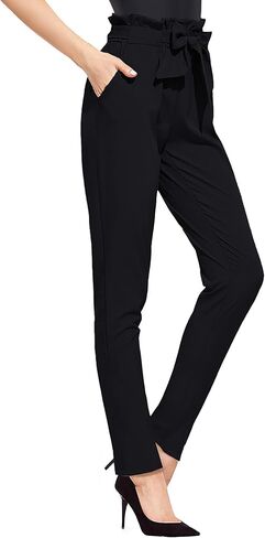 Hybrid & Company Women's Paper Bag Pants Casual Slim High Waist Pants with Bow Knot in Saudi Arabia