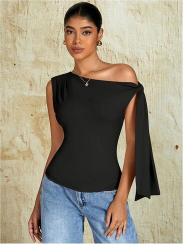 تربط Milumia Women's Of One One Counte Tops Y2K Top Tie Top Top Top in Kuwait