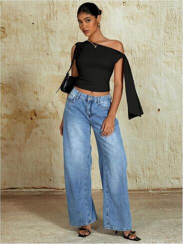 تربط Milumia Women's Of One One Counte Tops Y2K Top Tie Top Top Top in Kuwait