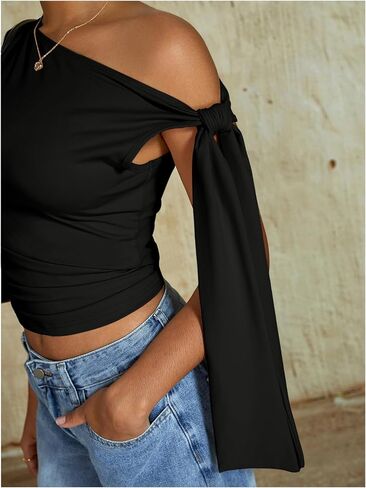 تربط Milumia Women's Of One One Counte Tops Y2K Top Tie Top Top Top in Kuwait