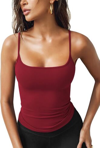 Women's Tank Tops Sexy Slim Fit Spaghetti Strap Tank Top Cute Summer Square Neck Workout Camisole Tops in Saudi Arabia