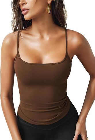 Women's Tank Tops Sexy Slim Fit Spaghetti Strap Tank Top Cute Summer Square Neck Workout Camisole Tops in Saudi Arabia