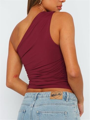 ForeFair Women One Shoulder Going Out Crop Tank Tops Slim Fit Sleeveless Shirts Y2k Cute Top in Saudi Arabia