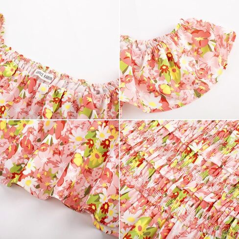 GRACE KARIN Women's Off Shoulder Floral Summer Ruffle Midi Sleeveless Boho Smocked Flowy Aline Dresses in Saudi Arabia