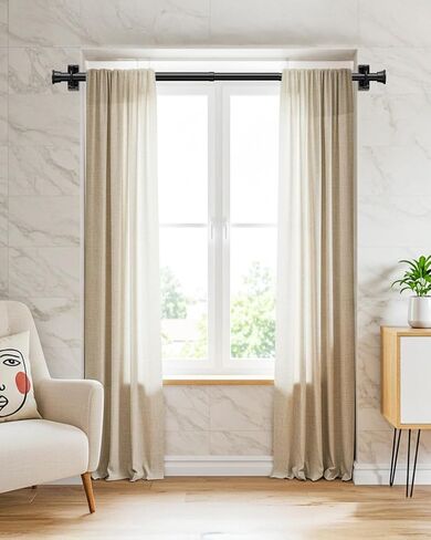 2Pack Tension Rod 24-46Inch Black Curtain Rods for Windows Spring Adjustable Curtain Rods no Drilling Tension Curtain Rods for Window,Doorway,Closets in Kuwait