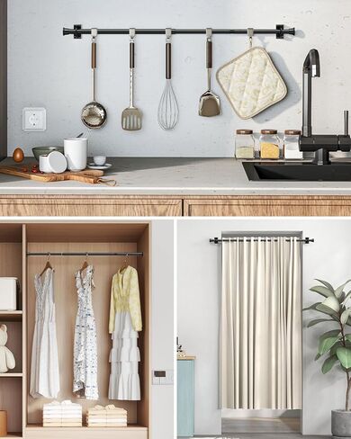 2Pack Tension Rod 24-46Inch Black Curtain Rods for Windows Spring Adjustable Curtain Rods no Drilling Tension Curtain Rods for Window,Doorway,Closets in Kuwait