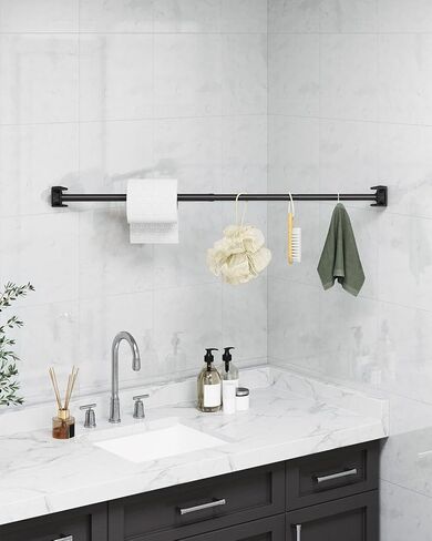 2Pack Tension Rod 24-46Inch Black Curtain Rods for Windows Spring Adjustable Curtain Rods no Drilling Tension Curtain Rods for Window,Doorway,Closets in Kuwait