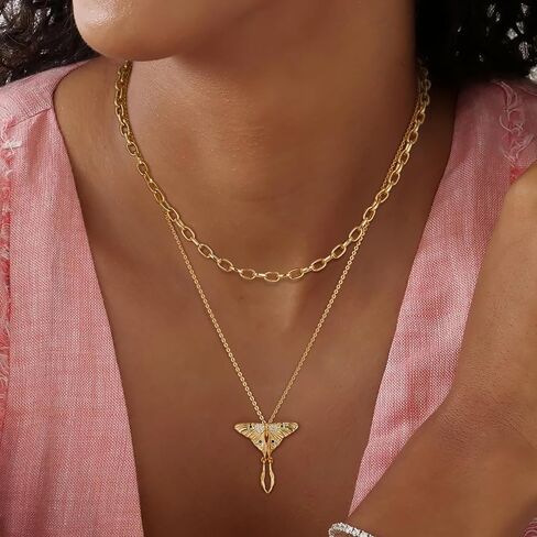 BENEIGE Gold Butterfly Necklace For Women 14K Gold Plated Cubic Zirconia Charm Necklaces Pendant Jewelry Gifts in Kuwait