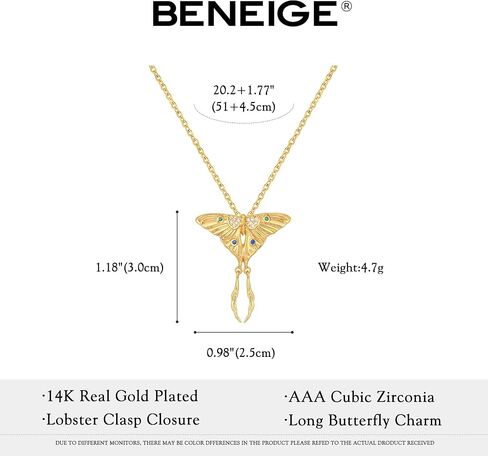 BENEIGE Gold Butterfly Necklace For Women 14K Gold Plated Cubic Zirconia Charm Necklaces Pendant Jewelry Gifts in Kuwait