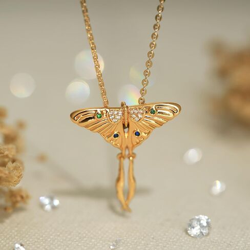 BENEIGE Gold Butterfly Necklace For Women 14K Gold Plated Cubic Zirconia Charm Necklaces Pendant Jewelry Gifts in Kuwait