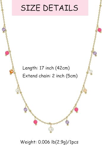 Natural Stone Necklaces for Women 14K Gold Plated waterproof Dainty Colorful Beaded Charm Choker Delicate Cute Summer Boho Beach Necklaces Jewelry Gift Sister, best friend, Birthday in Kuwait