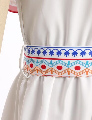 FYMNSI Girls Mexican Dress Spring Summer Off-Shoulder Ruffle Traditional Folk Maxi Dress Belted Cinco De Mayo Fiesta Sundress in Saudi Arabia