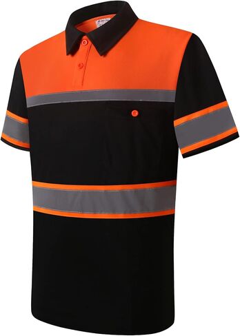 Safety Shirts for Men,High Reflective Men Polo Shirts with Pocket,Short Sleeve Workwear Breathable in Saudi Arabia