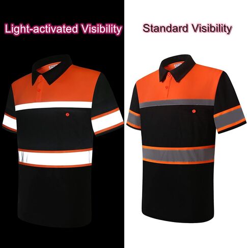 Safety Shirts for Men,High Reflective Men Polo Shirts with Pocket,Short Sleeve Workwear Breathable in Saudi Arabia