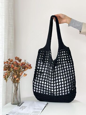 ENBEI Crochet Beach Bag - Women's Knit Shoulder Bags for Travel - Cute, Handmade Tote in Saudi Arabia
