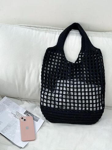 ENBEI Crochet Beach Bag - Women's Knit Shoulder Bags for Travel - Cute, Handmade Tote in Saudi Arabia