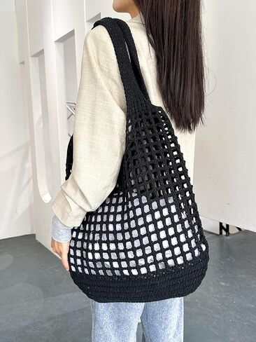 ENBEI Crochet Beach Bag - Women's Knit Shoulder Bags for Travel - Cute, Handmade Tote in Saudi Arabia