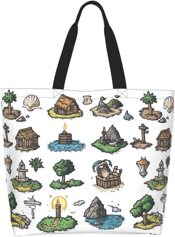 Tote Bag Beach Bag for Women Reusable Grocery Large Shopping Shoulder Bag Travel Handbag in Kuwait